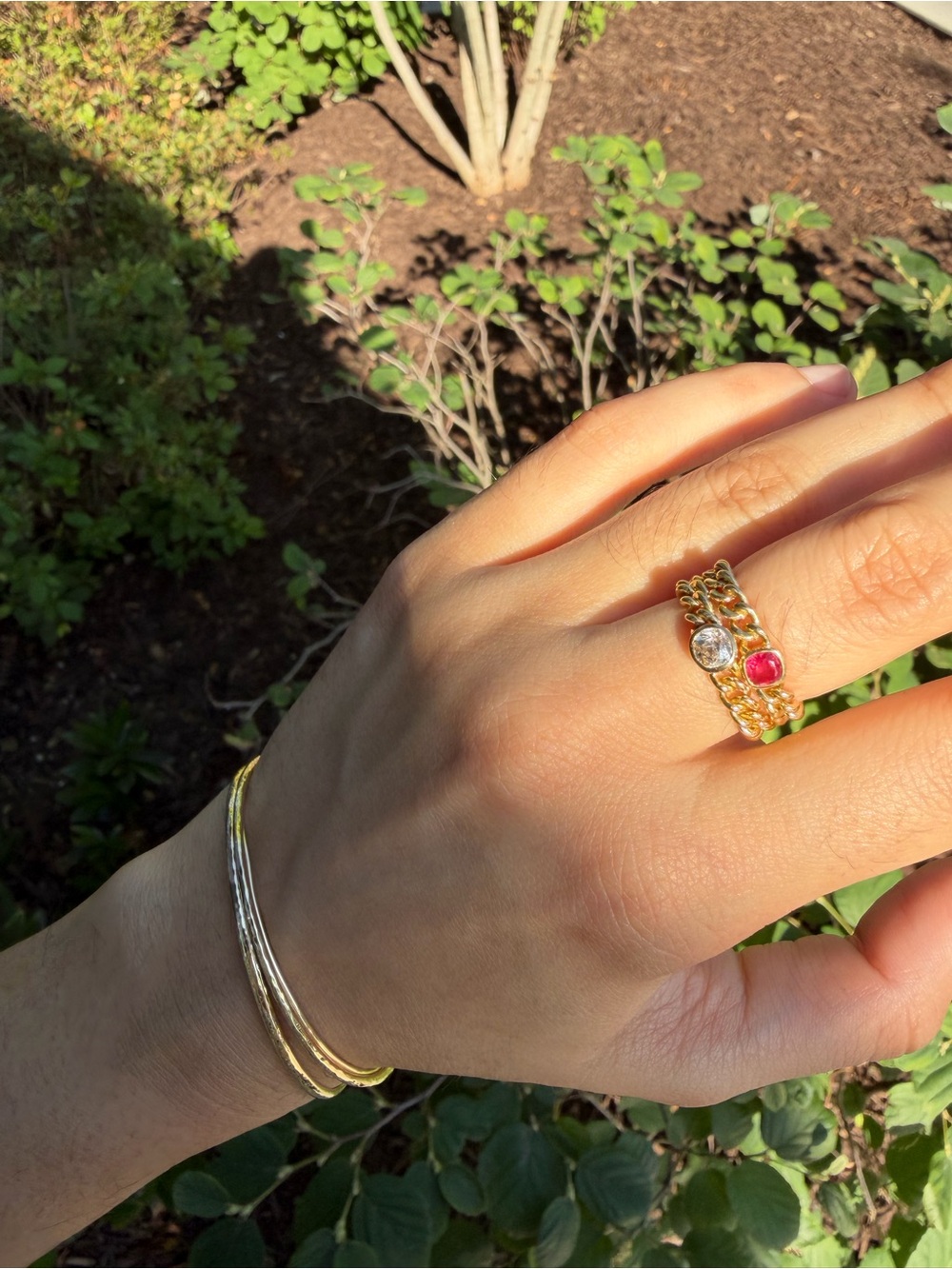 The Piece London ruby chain ring
